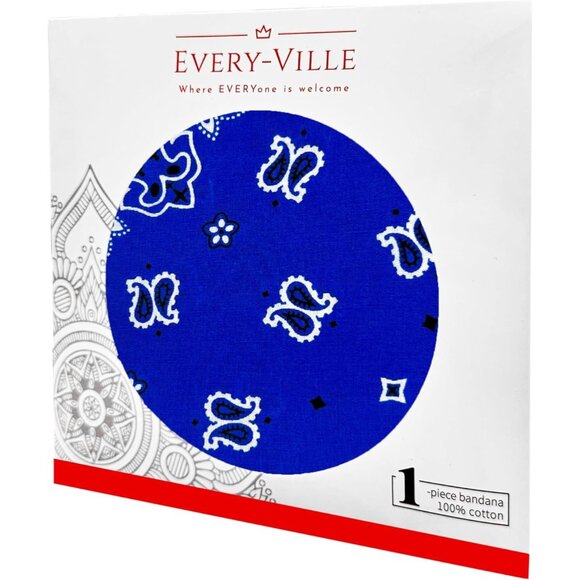 Women's Royal Blue Cotton Bandana Large Cowgirl Handkerchief Headband Scarf - Picture 6 of 7